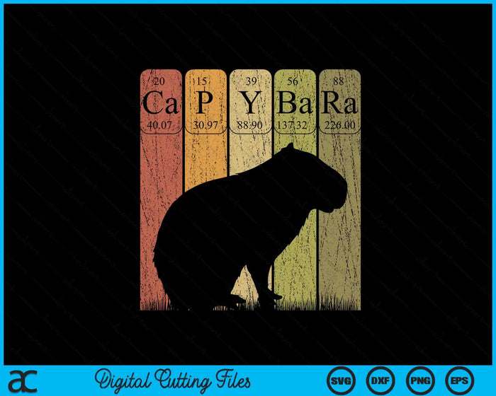 Capybara Periodic Table Elements Capybara Retro Rodent SVG PNG Digital Printable Files