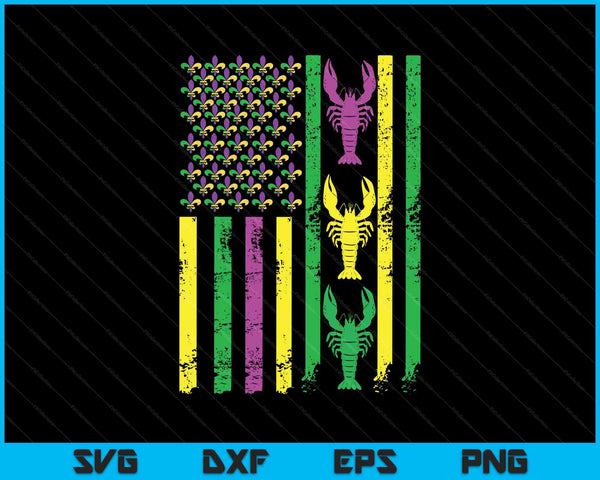 Carnival Mardi Gras Usa American Flag Crawfish Parade SVG PNG Digital Printable Files