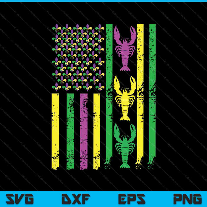 Carnival Mardi Gras Usa American Flag Crawfish Parade SVG PNG Digital Printable Files