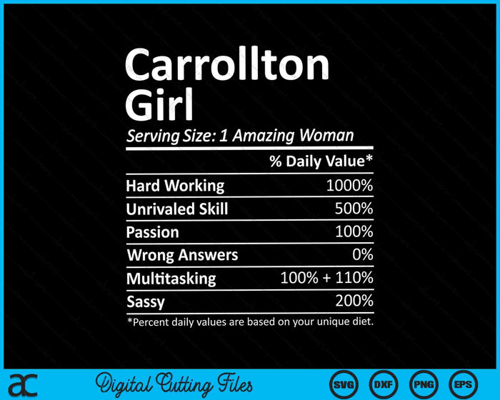 Carrollton Girl TX Texas Funny City Home Roots SVG PNG Digital Cutting File