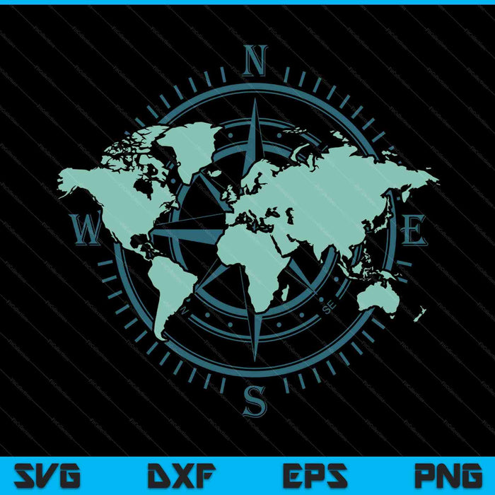 Cartography traveler travelling compass world map SVG cut file