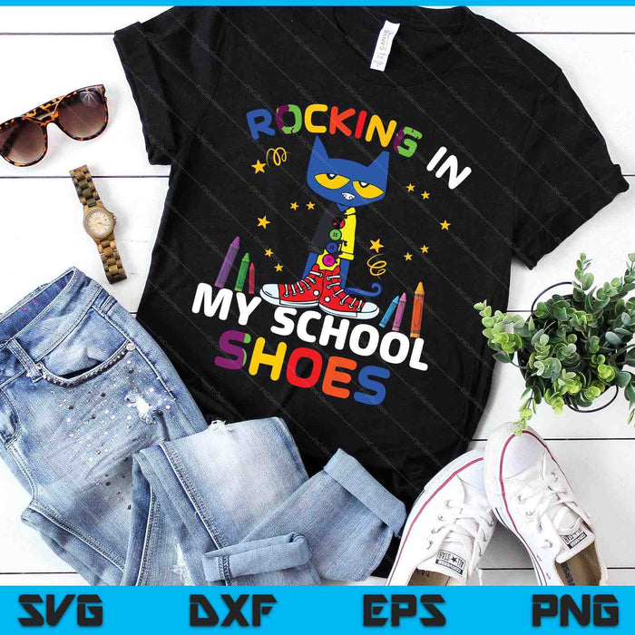 Cat-Rocking In My-School-Shoes-Back To-School-Cat-Lover SVG PNG Digital Printable Files
