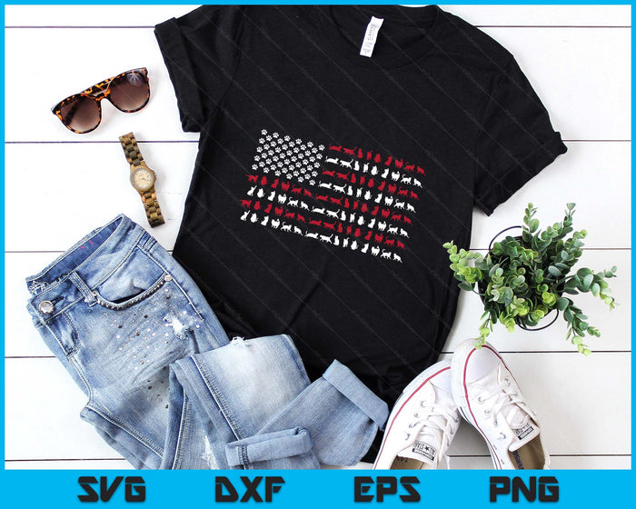Cat American Flag USA Paws Patriotic SVG PNG Digital Printable Files