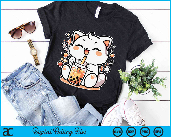 Cat Boba Tea Bubble Tea Anime Kawaii SVG PNG Digital Cutting Files