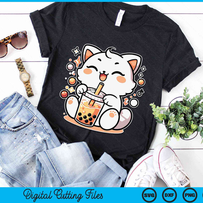 Cat Boba Tea Bubble Tea Anime Kawaii SVG PNG Digital Cutting Files