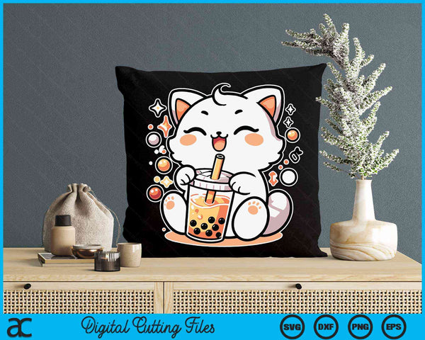 Cat Boba Tea Bubble Tea Anime Kawaii SVG PNG Digital Cutting Files