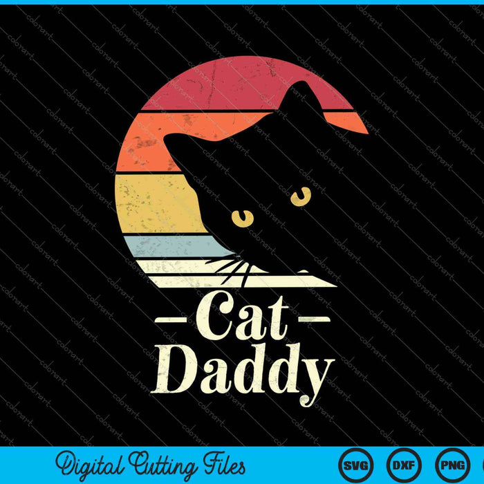 Cat Daddy Vintage Eighties Style Cat Retro Distressed SVG PNG Cutting Printable Files