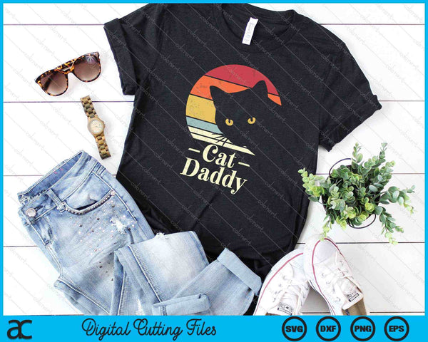 Cat Daddy Vintage Eighties Style Cat Retro Distressed SVG PNG Cutting Printable Files - on a t-shirt