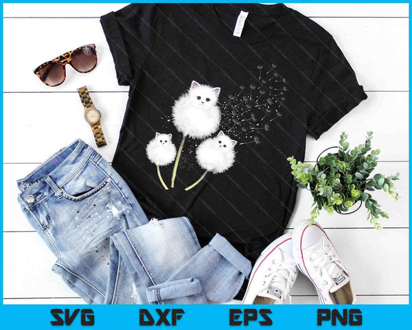 Cat Dandelion Flower SKT SVG PNG Digital Cutting Files