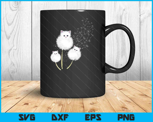 Cat Dandelion Flower SKT SVG PNG Digital Cutting Files