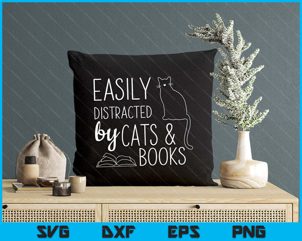 Cat Lover Cats And Books Book Reading Lover SVG PNG Digital Cutting Files