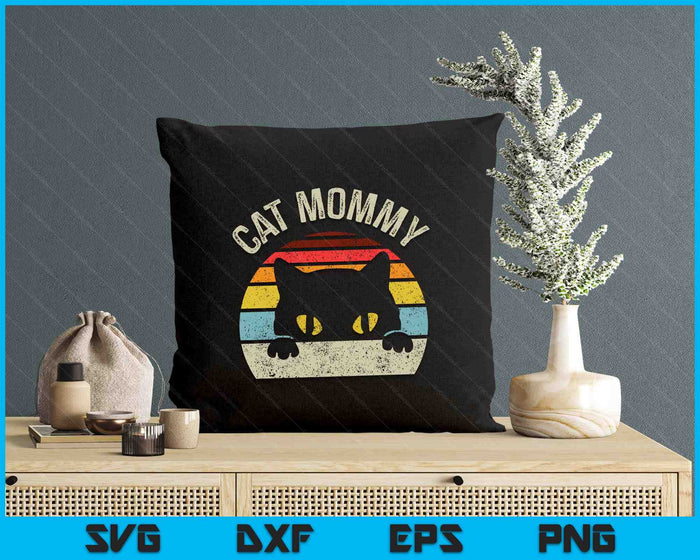 Cat Mommy Women Vintage Retro Black Cats Mom Mothers Day SVG PNG Digital Printable Files