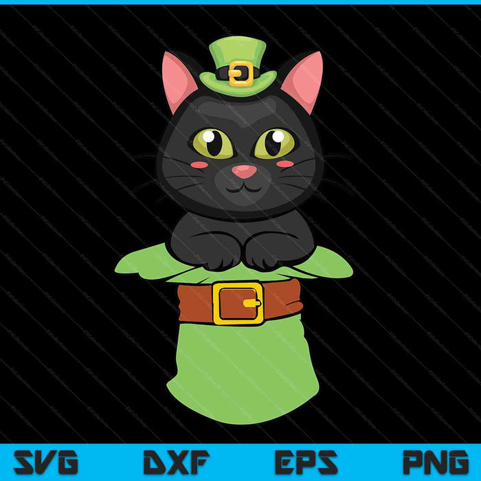 Cat St Patricks Day Leprechaun Shamrock Kitten Girls Boys SVG PNG Digital Printable Files