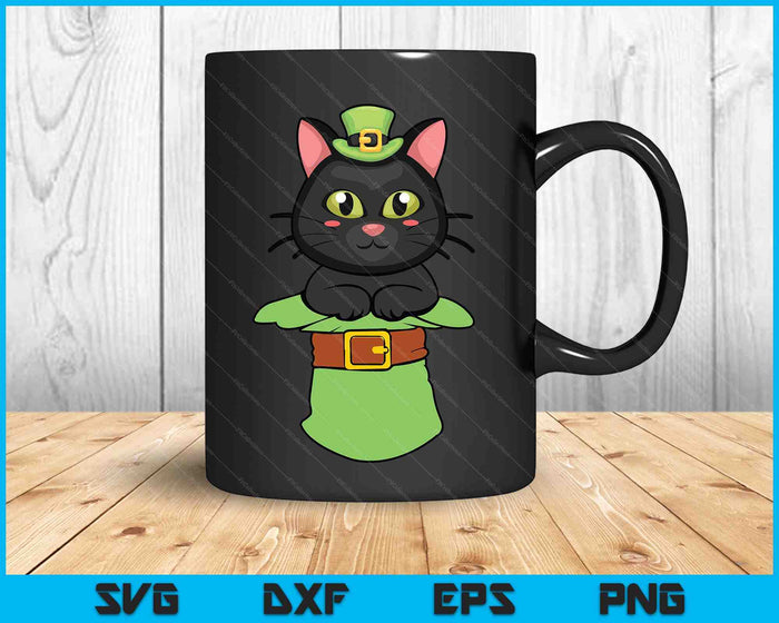 Cat St Patricks Day Leprechaun Shamrock Kitten Girls Boys SVG PNG Digital Printable Files