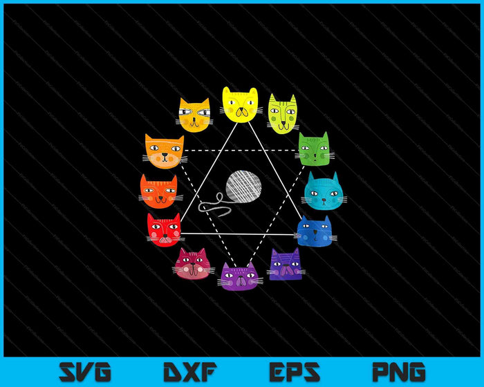 Cat Themed Artist Color Wheel Educational Art Teacher SVG PNG Digital Cutting Files