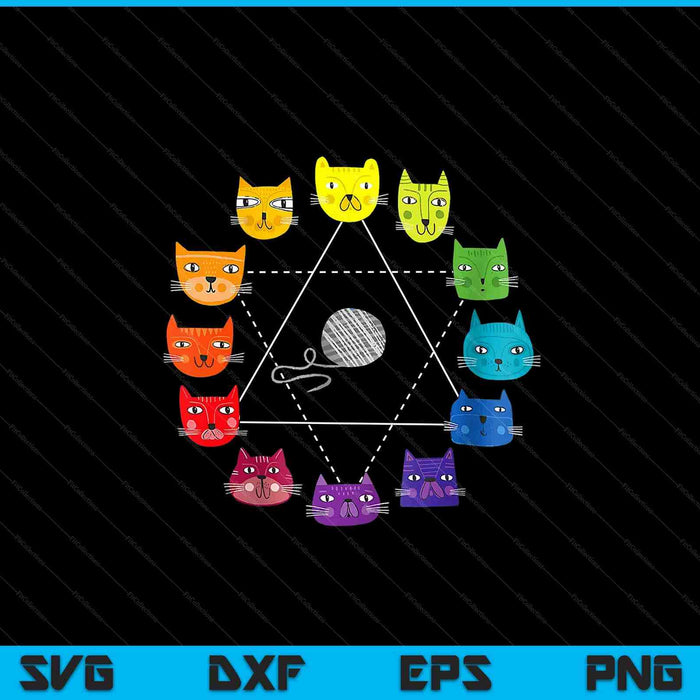 Cat themed artist color wheel educational art teacher SVG cut file