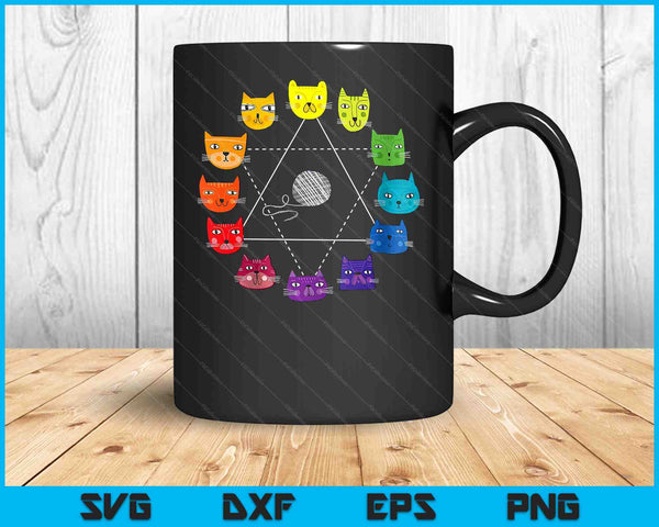 Cat Themed Artist Color Wheel Educational Art Teacher SVG PNG Digital Cutting Files