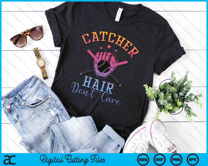 Catcher Hair Dont Care Softball Player Softball Catcher SVG PNG Digital Printable Files