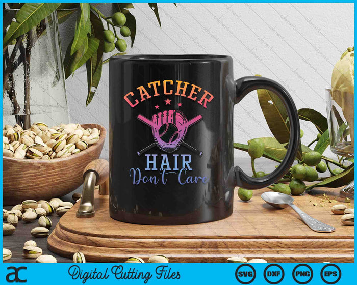 Catcher Hair Dont Care Softball Player Softball Catcher SVG PNG Digital Printable Files