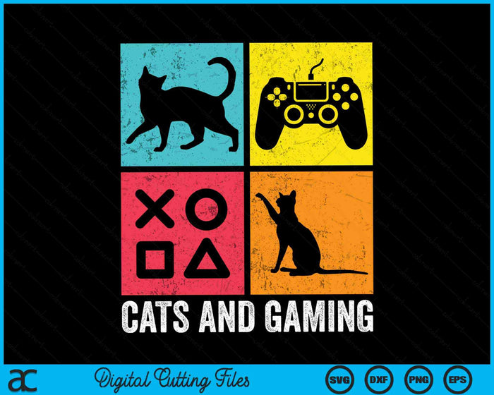 Cats And Gaming For The Cat Lover Gamer Video Game Player SVG PNG Digital Cutting File