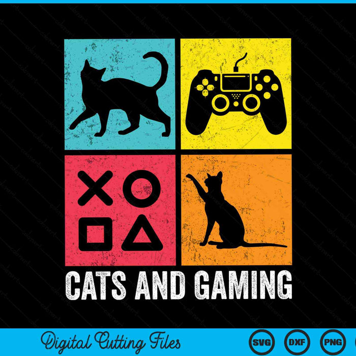 Cats And Gaming For The Cat Lover Gamer Video Game Player SVG PNG Digital Cutting File