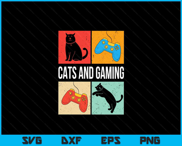 Cats And Gaming For The Cat Lover Gamer Video Game Player SVG PNG Digital Printable Files