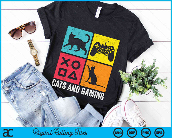 Cats And Gaming For The Cat Lover Gamer Video Game Player SVG PNG Digital Cutting File