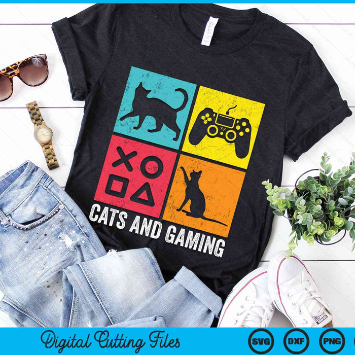 Cats And Gaming For The Cat Lover Gamer Video Game Player SVG PNG Digital Cutting File