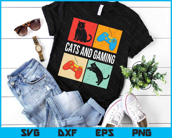 Cats And Gaming For The Cat Lover Gamer Video Game Player SVG PNG Digital Printable Files