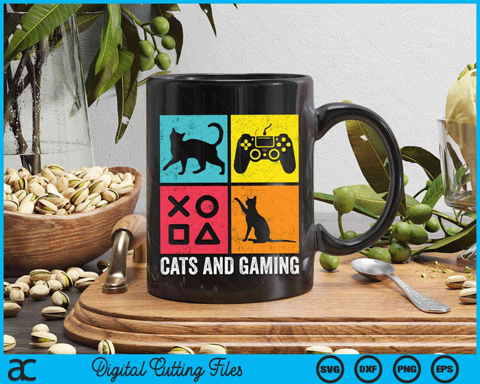 Cats And Gaming For The Cat Lover Gamer Video Game Player SVG PNG Digital Cutting File