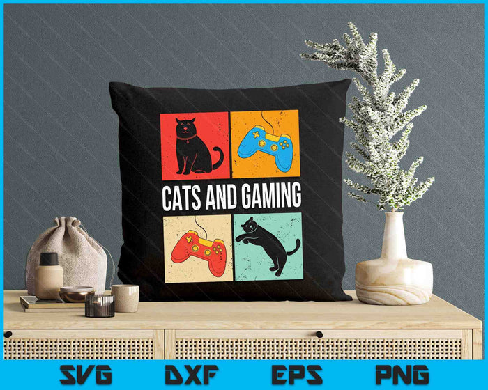 Cats And Gaming For The Cat Lover Gamer Video Game Player SVG PNG Digital Printable Files