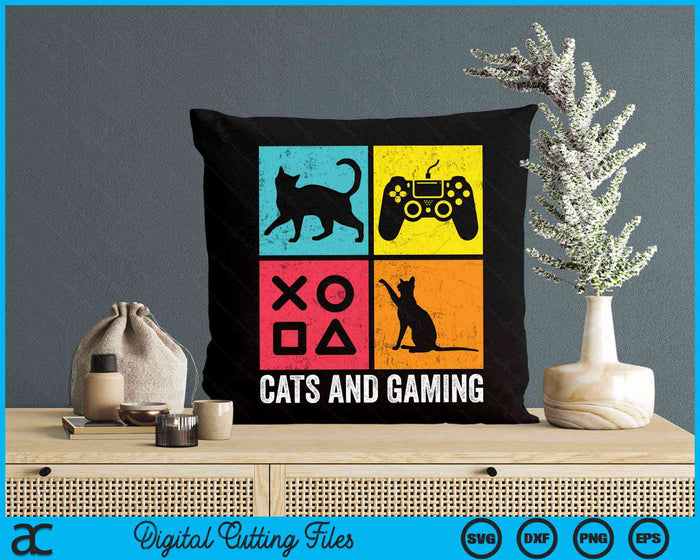 Cats And Gaming For The Cat Lover Gamer Video Game Player SVG PNG Digital Cutting File