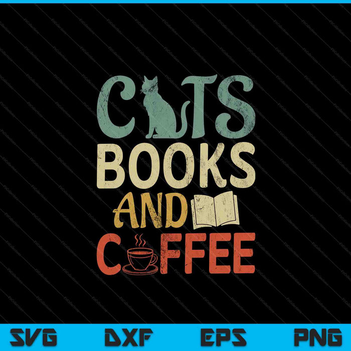 Cats books and coffee cafe coffee drinker SVG cut file
