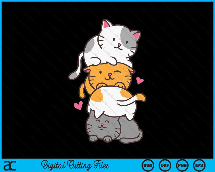Cats Cute Pile Anime Kawaii Neko SVG PNG Digital Cutting Files