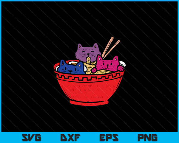 Cats In Ramen Anime Food LGBTQ Bisexual Flag Gay Pride Bi SVG PNG Digital Cutting Files