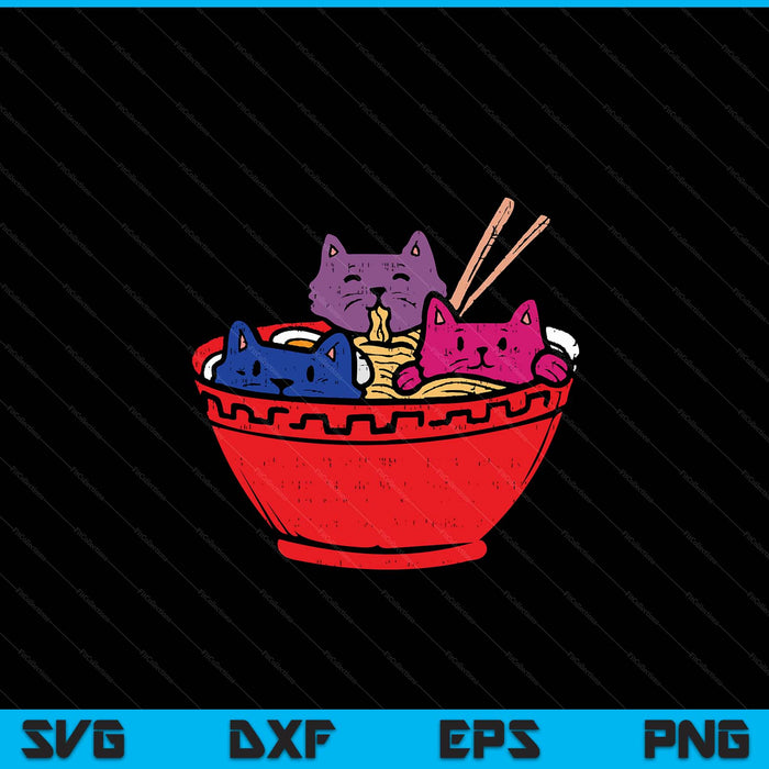 Katten In Ramen Anime Voedsel LGBTQ Biseksuele Vlag Gay Pride Bi SVG PNG Digitale Snijbestanden 