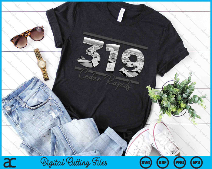 Cedar Rapids 319 Area Code Skyline Iowa Vintage SVG PNG Digital Cutting Files