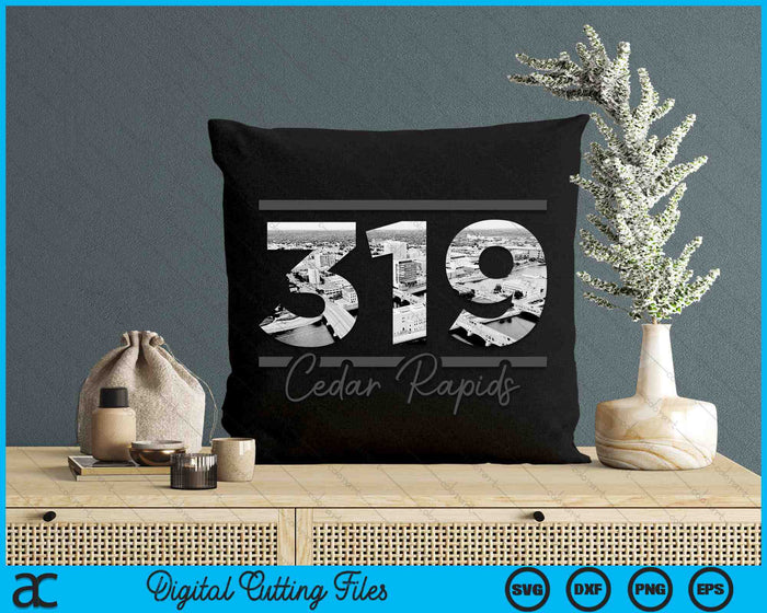 Cedar Rapids 319 Area Code Skyline Iowa Vintage SVG PNG Digital Cutting Files