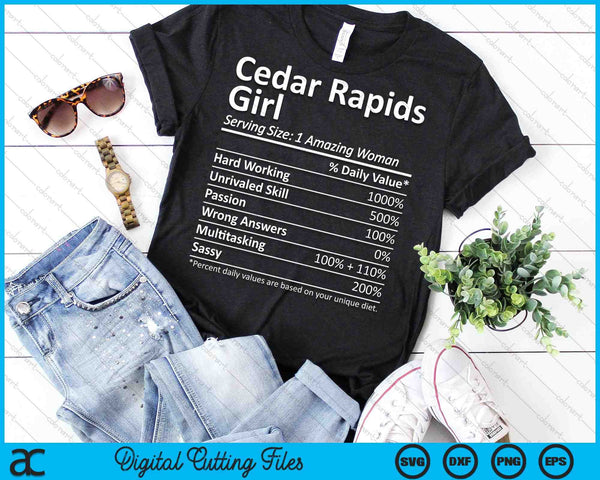 Cedar Rapids Girl IA Iowa Funny City Home Roots SVG PNG Archivos de corte digital