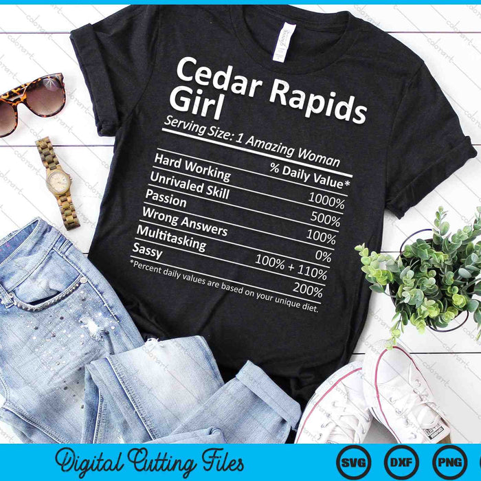 Cedar Rapids Girl IA Iowa Funny City Home Roots SVG PNG Archivos de corte digital