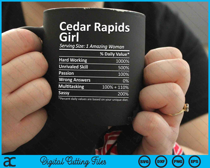 Cedar Rapids Girl IA Iowa Funny City Home Roots SVG PNG Archivos de corte digital