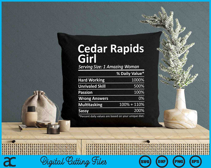 Cedar Rapids Girl IA Iowa Funny City Home Roots SVG PNG Archivos de corte digital