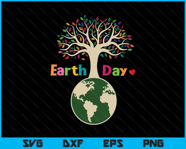 Celebrate Earth Day colorful tree SVG cut file