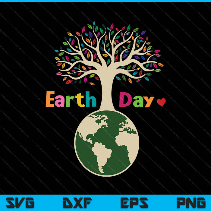 Celebrate Earth Day colorful tree SVG cut file