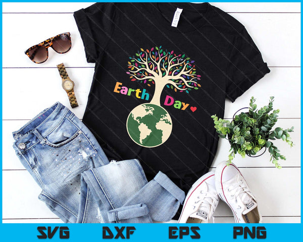 Celebrate Earth Day Colorful Tree Earth Day SVG PNG Digital Printable Files