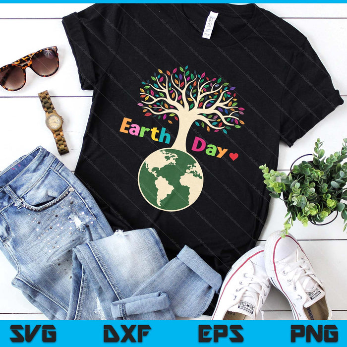Celebrate Earth Day Colorful Tree Earth Day SVG PNG Digital Printable Files