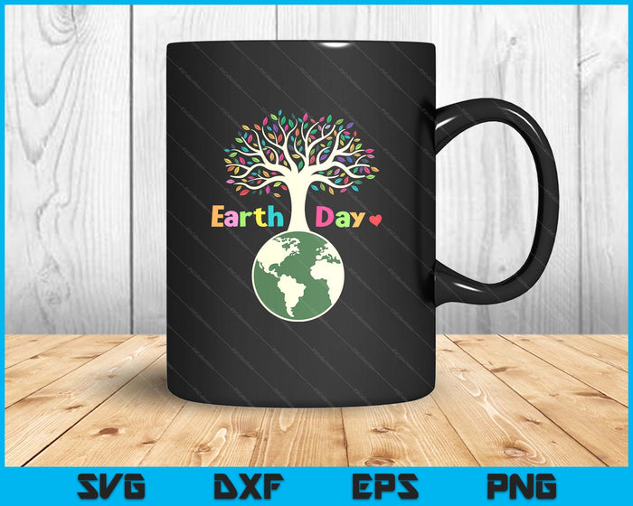 Celebrate Earth Day Colorful Tree Earth Day SVG PNG Digital Printable Files