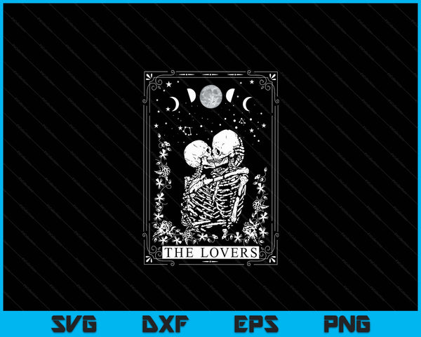 Celestial Skeleton The Lovers Tarot Card Moon Reading Holder SVG PNG Digital Cutting Files