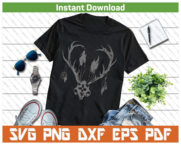 Ceremonial Jackalope Skull SVG PNG  Western Decor Digital Files