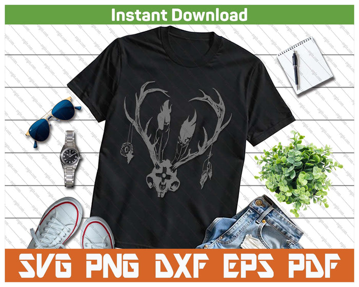 Ceremonial Jackalope Skull SVG PNG  Western Decor Digital Files